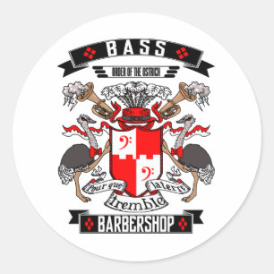 Barbershop Bass Coat of Arms Ronde Sticker