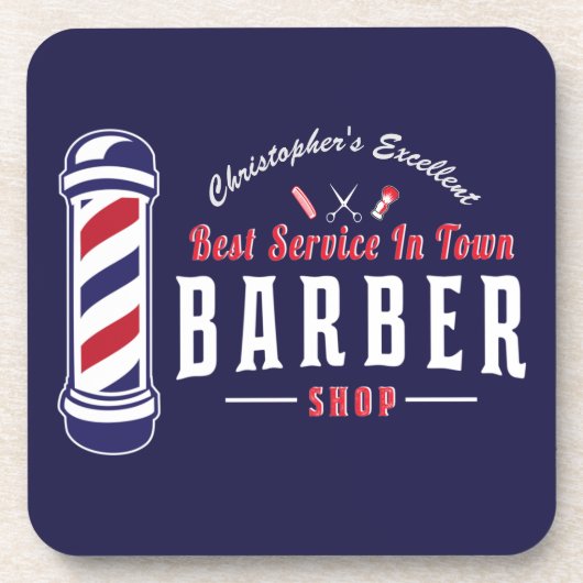 Barbershop Best Stylist Service Barber Monogram Bier Onderzetter (Voorkant)