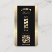 Barbershop Black Faux Gold Pole Barber Loyalty Car Visitekaartje (Voorkant)