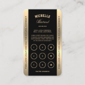 Barbershop Black Faux Gold Pole Barber Loyalty Car Visitekaartje (Achterkant)