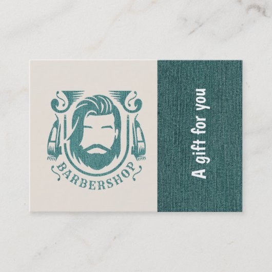 Barbershop blauw jeans textuur Cadeaubon Kortingskaartje (Voorkant)