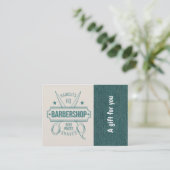 Barbershop blauw jeans textuur Cadeaubon Kortingskaartje (Staand voorkant)