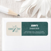 Barbershop blauwe jeans textuur etiket (Insitu)