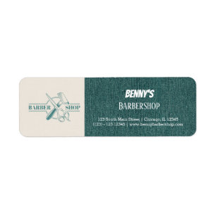 Barbershop blauwe jeans textuur etiket