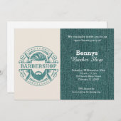 Barbershop blauwe jeans textuur open dag kaart (Voorkant / Achterkant)