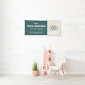 Barbershop blauwe jeans textuur spandoek (Insitu)