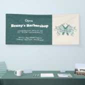 Barbershop blauwe jeans textuur spandoek (Beurs)