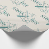 Barbershop blue jeans textuur cadeaupapier (Hoek)