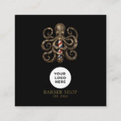 Barbershop Bronzen Octopus Professioneel Qr Code Vierkante Visitekaartje (Voorkant)