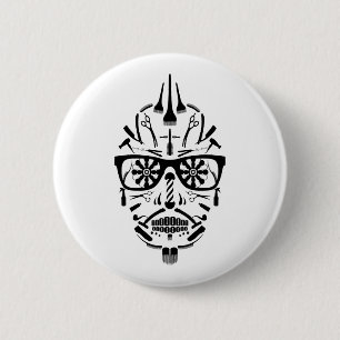 barbershop calavera ronde button 5,7 cm