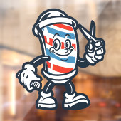 Barbershop Cartoon Barber Pole Character Raamsticker (Vel 2)