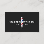 Barbershop Classic Barber Pole Zwart Elegant Visitekaartje (Voorkant)