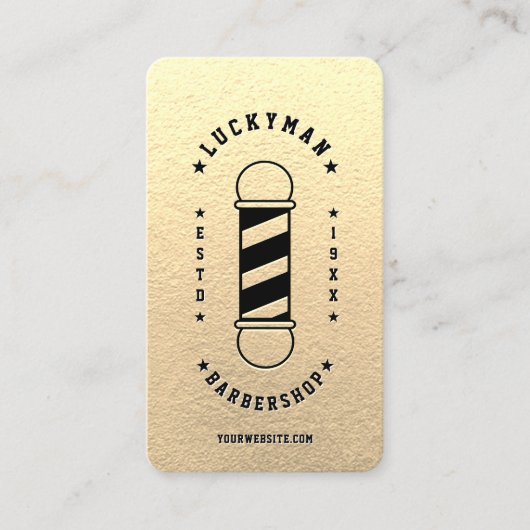 Barbershop Classic Elegant Goud Zwart Barber Pool Visitekaartje (Voorkant)