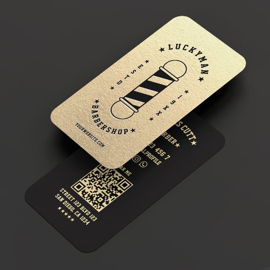 Barbershop Classic Elegant Goud Zwart Barber Pool Visitekaartje