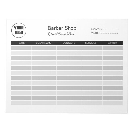 Barbershop Client Record Notitieblok (Voorkant)