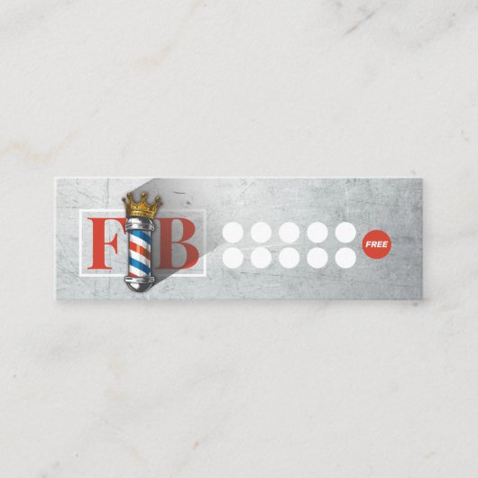 BarberShop Crown Barber Pole Hair Salon Loyalty QR Mini Visitekaartje (Voorkant)