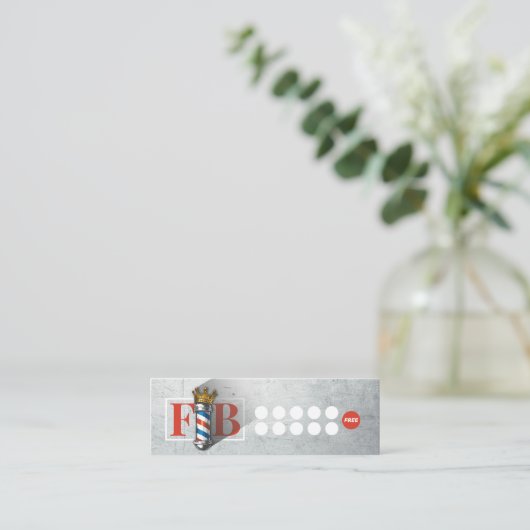 BarberShop Crown Barber Pole Hair Salon Loyalty QR Mini Visitekaartje (Staand voorkant)