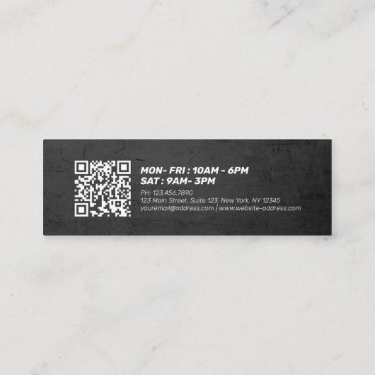 BarberShop Crown Barber Pole Hair Salon Loyalty QR Mini Visitekaartje (Achterkant)