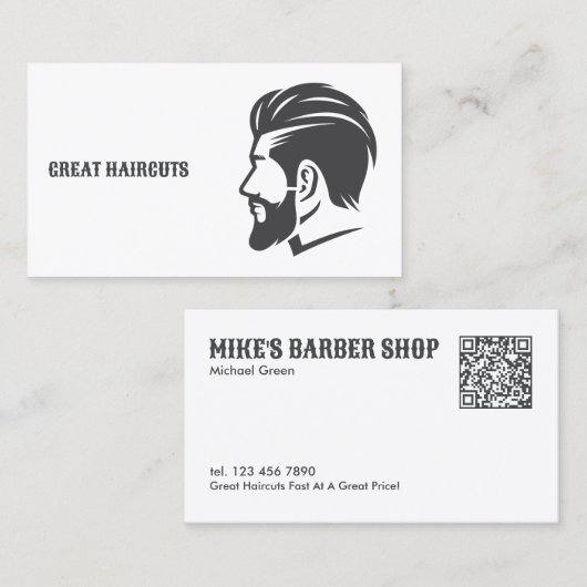 Barbershop Custom QR Barber Visitekaartje (Voorkant / Achterkant)