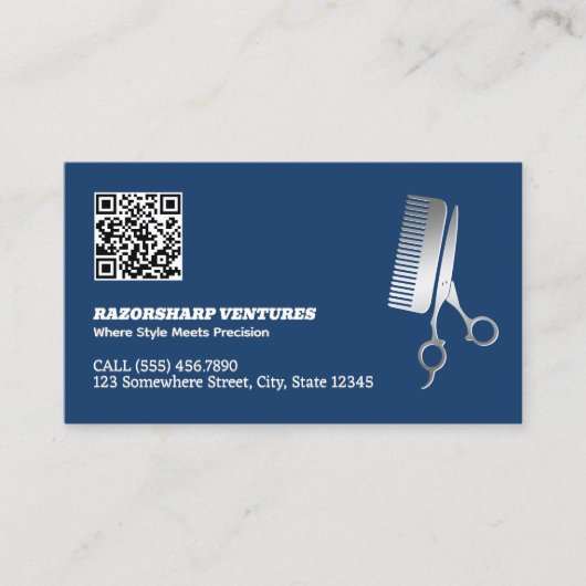 Barbershop Custom QR Visitekaartje (Voorkant)