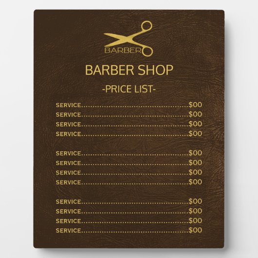 Barbershop donkerbruin leder fotoplaat (Voorkant)