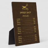 Barbershop donkerbruin leder fotoplaat (Zijkant)