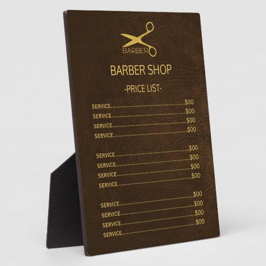 Barbershop donkerbruin leder fotoplaat (Zijkant)