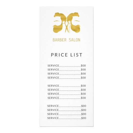 Barbershop eenvoudige goudprijslijst reclamekaart (Voorkant)
