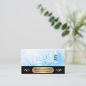 Barbershop-eigenaar | Barber Pole Logo Visitekaartje (Staand voorkant)