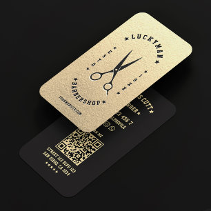 Barbershop Elegant Gouden Kapper Zwarte Scharen Visitekaartje