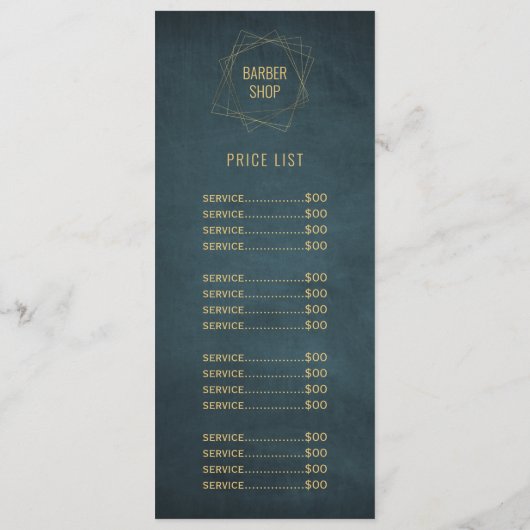 Barbershop elegante goud en marine diensten menu (Achterkant)