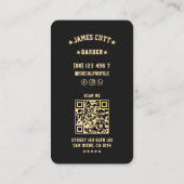 Barbershop Elegante Gouden Barber Zwarte Schaar Visitekaartje (Achterkant)