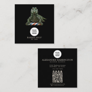 Barbershop Emerald Alligator Professioneel Qr Code Vierkante Visitekaartje