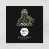 Barbershop Emerald Alligator Professioneel Qr Code Vierkante Visitekaartje (Voorkant)