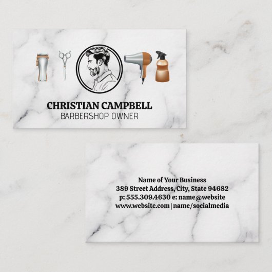Barbershop Gereedschap | Zijkapsel van Uitzicht Visitekaartje (Voorkant / Achterkant)