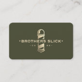 Barbershop Gold Barber Pole Army Green Loyalty Visitekaartje (Voorkant)