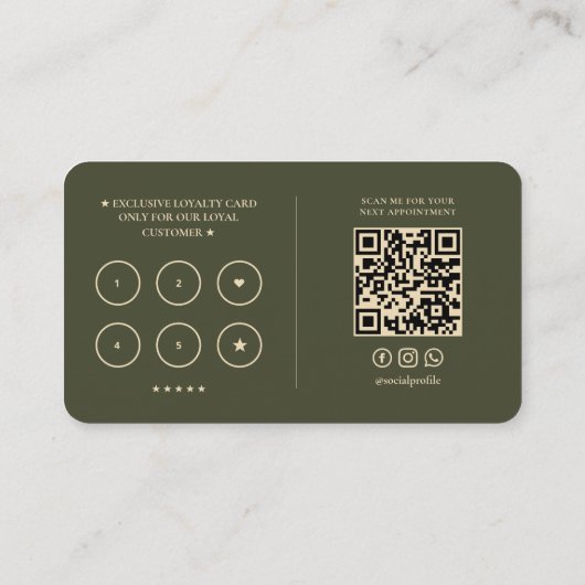 Barbershop Gold Barber Pole Army Green Loyalty Visitekaartje (Achterkant)