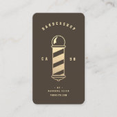 Barbershop Gold Barber's Pole Monogram Visitekaartje (Voorkant)