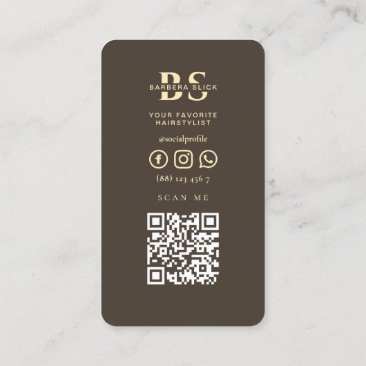 Barbershop Gold Barber's Pole Monogram Visitekaartje (Achterkant)