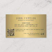 Barbershop gold navy pole scissors barber QR code Visitekaartje (Achterkant)