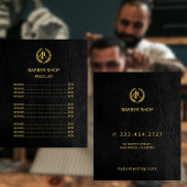Barbershop goud zwart prijslijst service menu