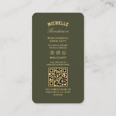 Barbershop Gouden Barber Schaar Leger Groen Luxe Visitekaartje (Achterkant)