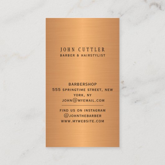 Barbershop gouden schaar paal kapper promotioneel visitekaartje (Achterkant)