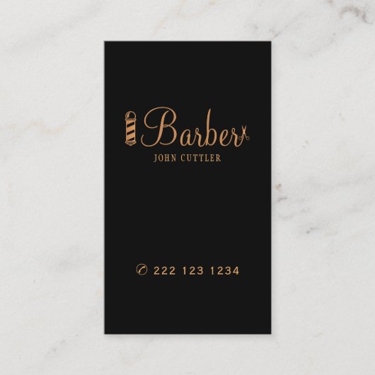 Barbershop gouden schaar paal kapper promotioneel visitekaartje (Voorkant)