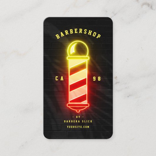 Barbershop Haarstylist Ggloed Barber's Pole Visitekaartje (Voorkant)