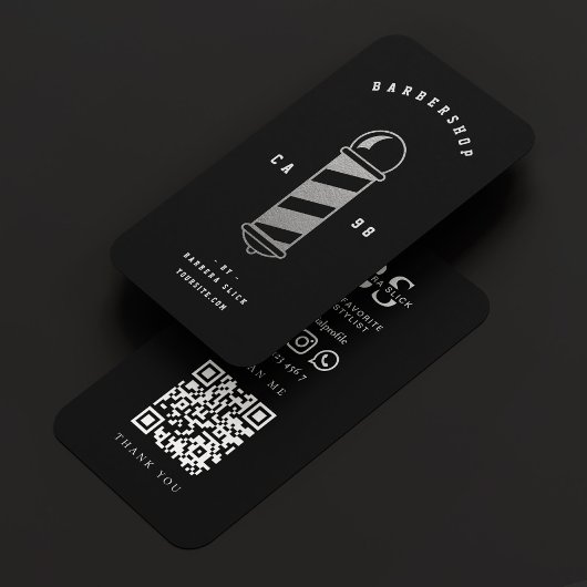 Barbershop Haarstylist Zilveren Barber Pool Visitekaartje