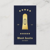 Barbershop Hair Clipper Navy And Gold Qr Code  Visitekaartje (Voorkant)