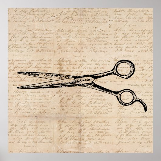 Barbershop Hair Cutting Shears Barber Scissors Poster (Voorkant)