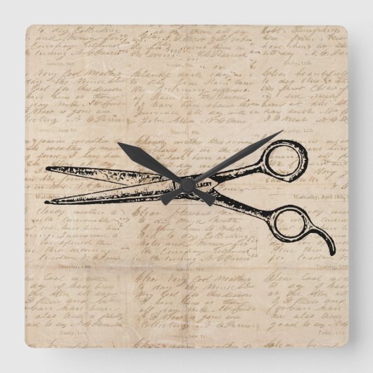Barbershop Hair Cutting Shears Barber Scissors Vierkante Klok (Voorkant)