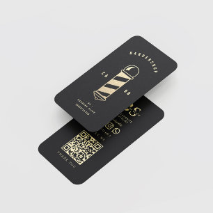 Barbershop Haircut Haarstylist Barber's Pole Black Visitekaartje